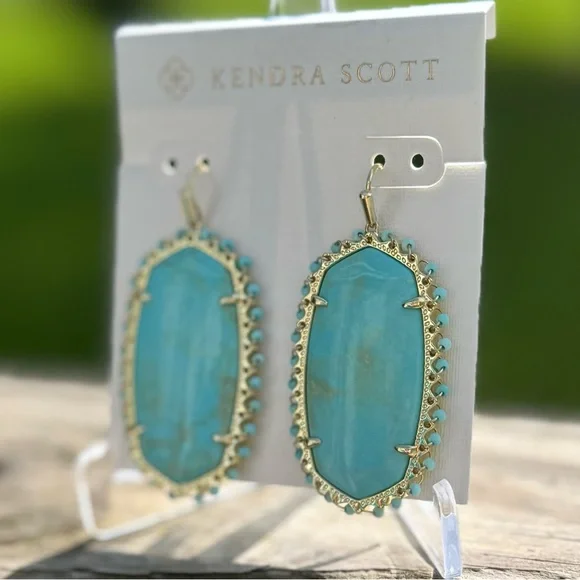 ⚡️Kendra Scott Beaded Danielle Statement Earrings in Turquoise⚡️ - Picture 3 of 5